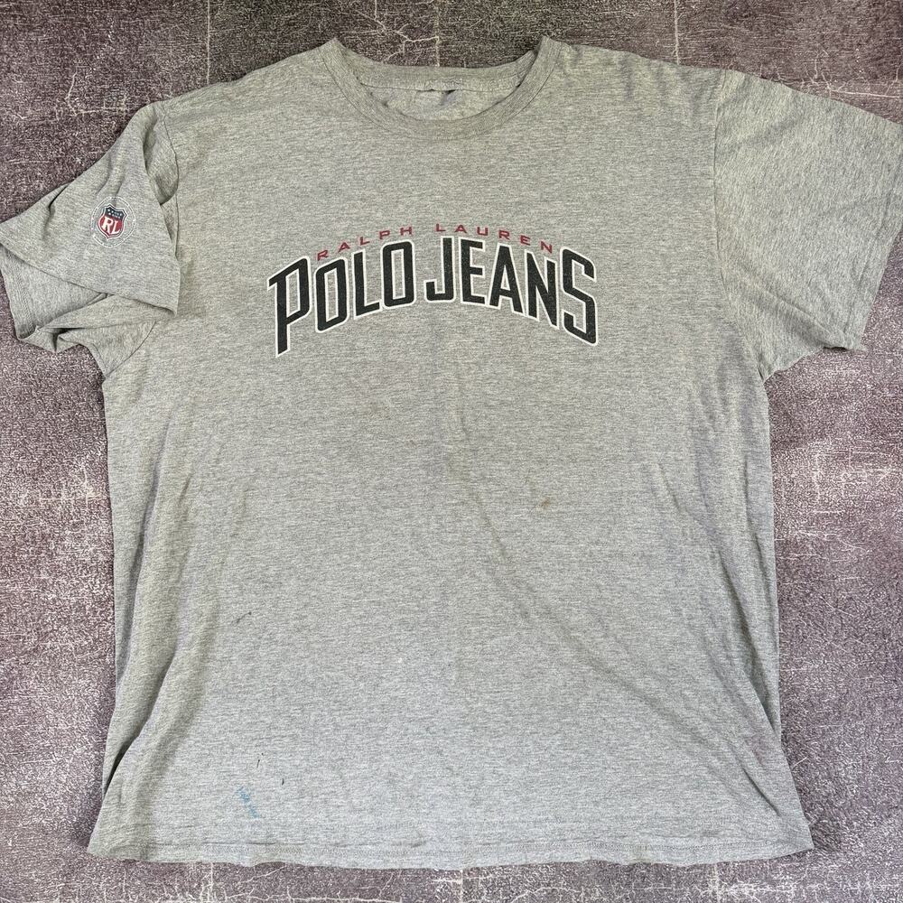Men's Vintage Y2K Polo Ralph Lauren Jeans 67 Heather Gray PRL T Shirt Tee Sz 2XL